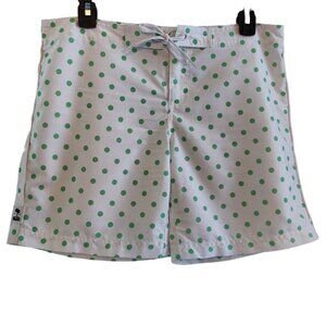 Island Company White Shorts with Light Green Polka Dot Pattern S